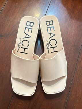 Beach by Matisse Wade Platform Slides Nude Size 8 EUC Minimal